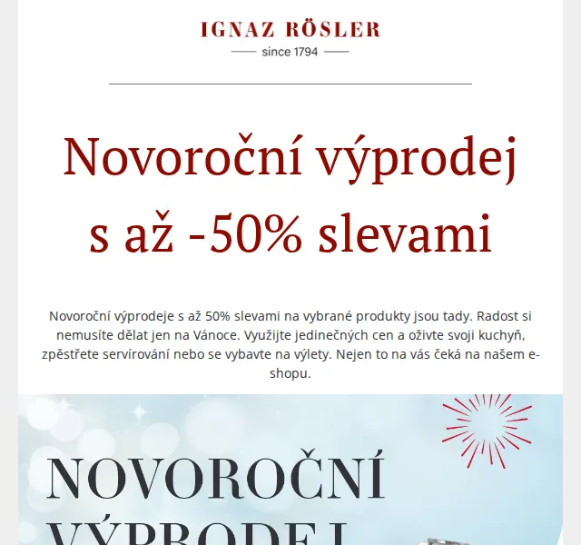 Ignazrosler.cz: Novoroční výprodej až -50 % – červen 2026 | Nuslet.cz