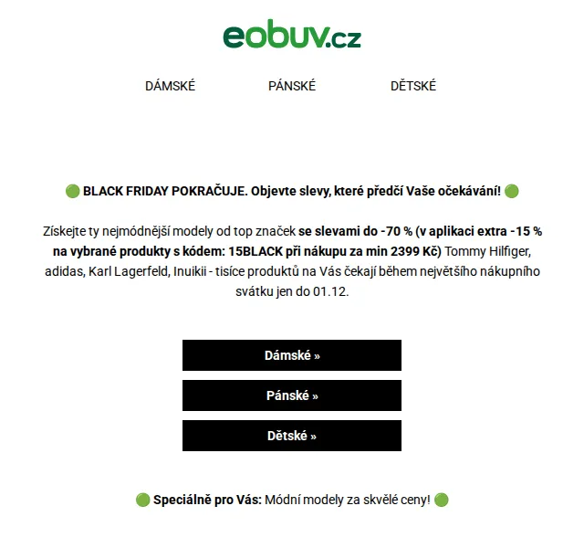 eobuv.cz: Black Friday slevy až -70 % a extra -15 % v appce – červen 2026 | Nuslet.cz