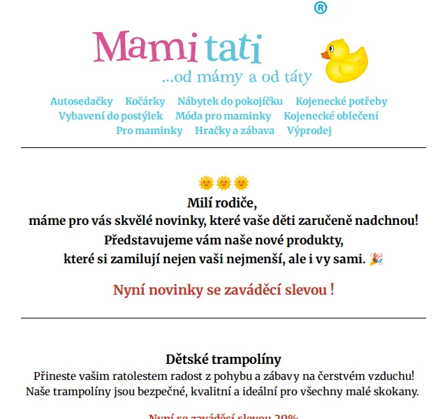Mamitati.cz: Slevy až 70 % na dětské vybavení – červen 2026 | Nuslet.cz