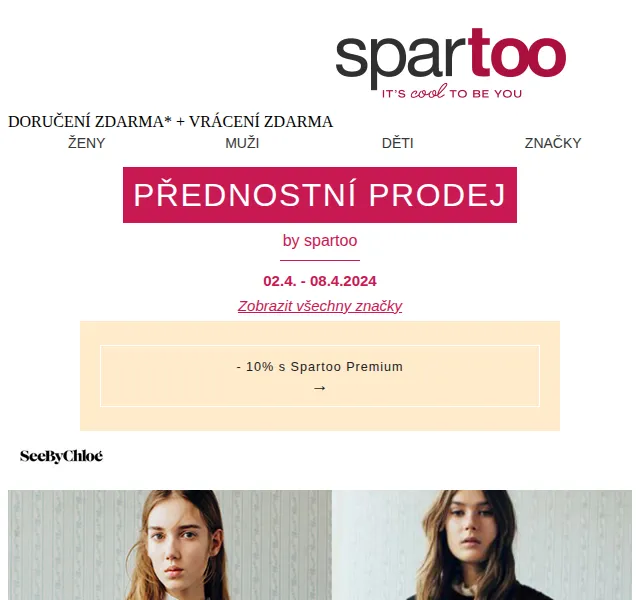 Spartoo: Až -50 % na See by Chloé, Art of Soule, Ipanema – červen 2026 | Nuslet.cz