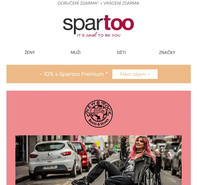 Spartoo.cz: Doručení zdarma New Rock, Reebok, Converse – září 2026