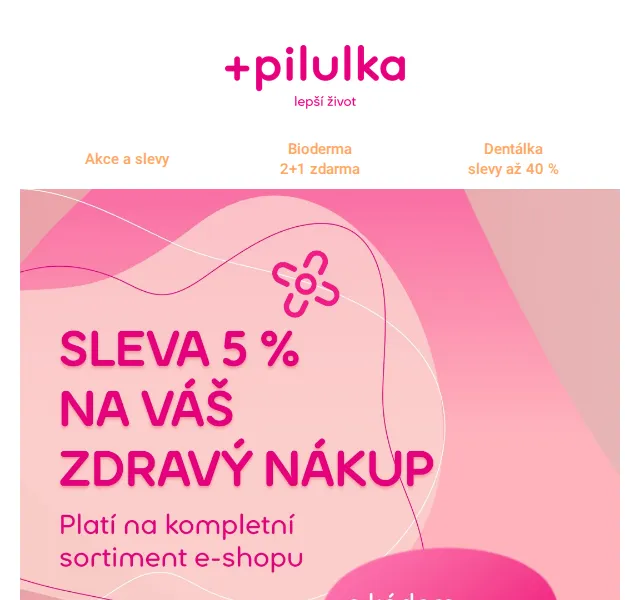 Pilulka.cz: SLEVA 5 % na celý sortiment – březen 2026 | Nuslet.cz