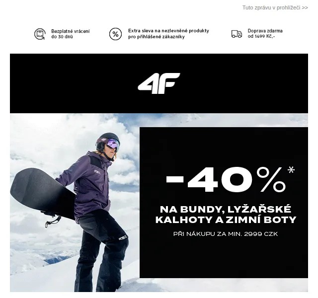4Fstore: Sleva 40 % na zimní bundy a boty – prosinec 2023 | Nuslet.cz