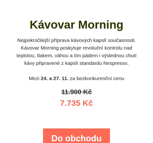 Doubleshot: Sleva 35 % na kávovar Morning – červen 2026 | Nuslet.cz