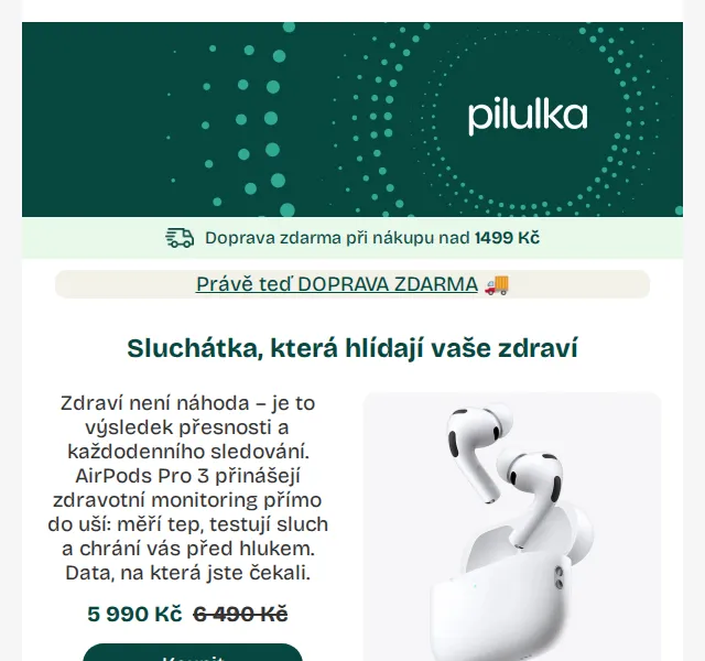 Pilulka.cz: AirPods 3 a produkty pro zdraví – červen 2026 | Nuslet.cz