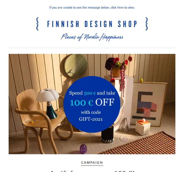 Finnish Design Shop: sleva 100 € při nákupu nad 500 € – červen 2026 | Nuslet.cz