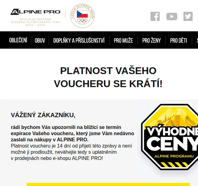 ALPINE PRO: slevový voucher před expirací – červen 2026 | Nuslet.cz