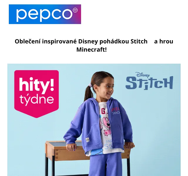 Pepco: dětské oblečení Disney Stitch, Minecraft – září