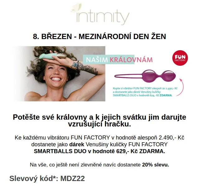 Intimity: Venušiny kuličky ZDARMA a SLEVA 20 % – březen 2026 | Nuslet.cz