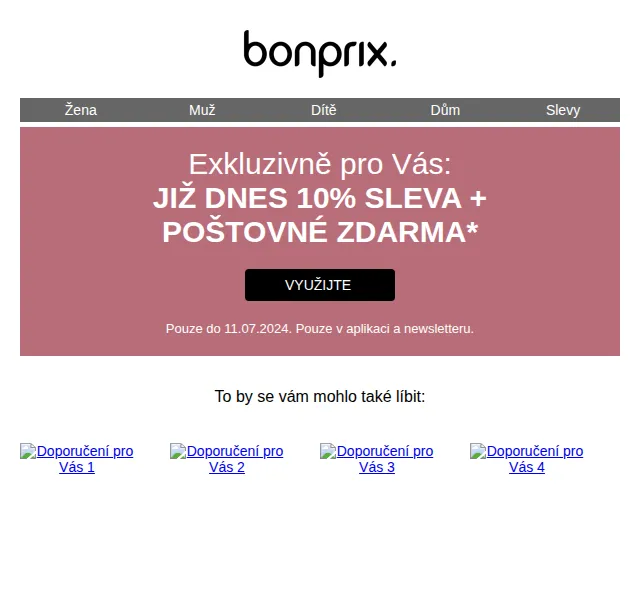 bonprix: 10% sleva a poštovné zdarma – červen 2026 | Nuslet.cz