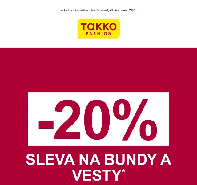 Takko Fashion: 20% sleva na bundy a vesty – červen 2026 | Nuslet.cz