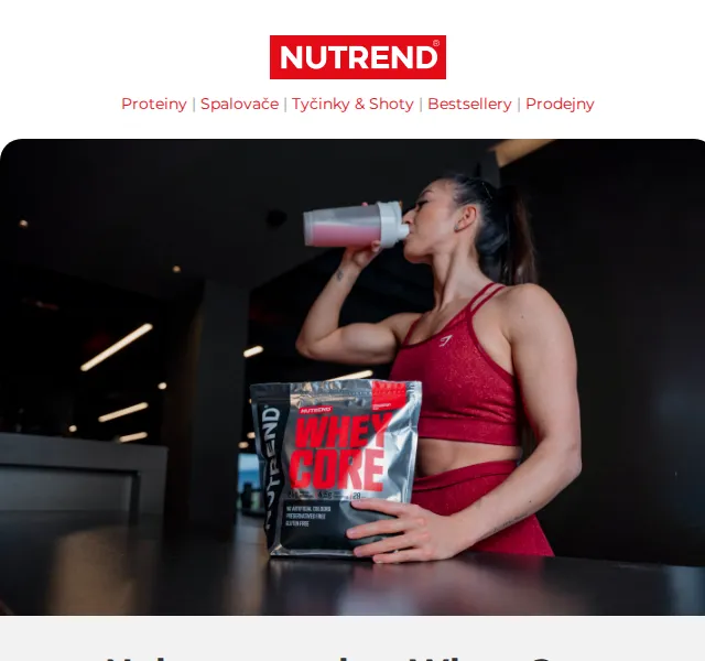 Nutrend: Whey Core protein -15 % – červen 2026 | Nuslet.cz
