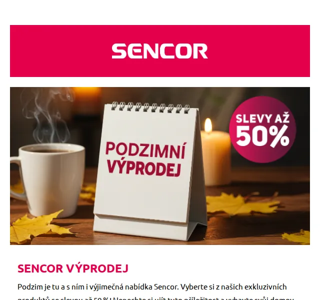 Sencor: Až 50% sleva v podzimním výprodeji – červenec 2026 | Nuslet.cz