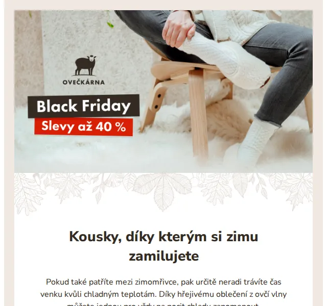 Ovečkárna: Black Friday slevy až 40 % na vlněné oblečení – červen 2026 | Nuslet.cz