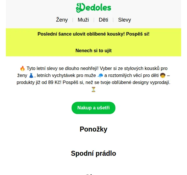 Dedoles: Letní výprodej od 89 Kč – červen 2026 | Nuslet.cz