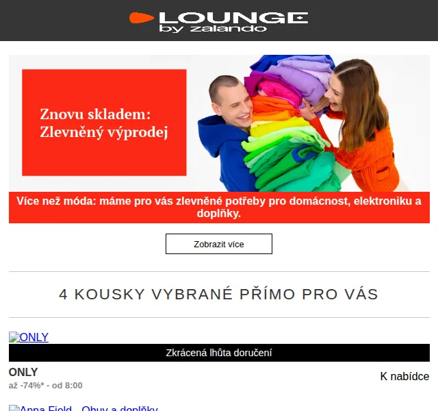 Lounge by Zalando: ONLY, Anna Field, TOM TAILOR DENIM – výprodeje až 75 % – červen 2026 | Nuslet.cz