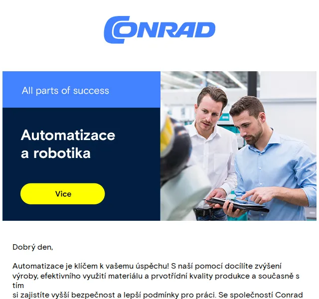 Conrad Electronic: Automatizace a slevy až 25 % – červen 2026 | Nuslet.cz