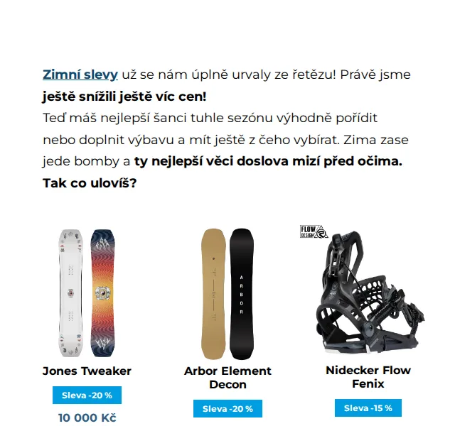 Snowboard Zezula: až -30 % na snowboardy a helmy – duben 2026