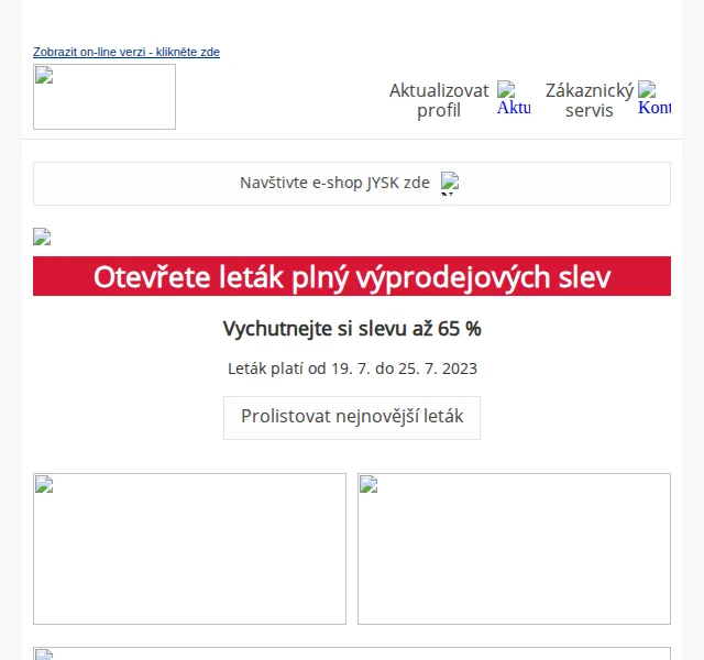 JYSK: Leták plný výprodejových slev až 65 % – červenec 2026 | Nuslet.cz
