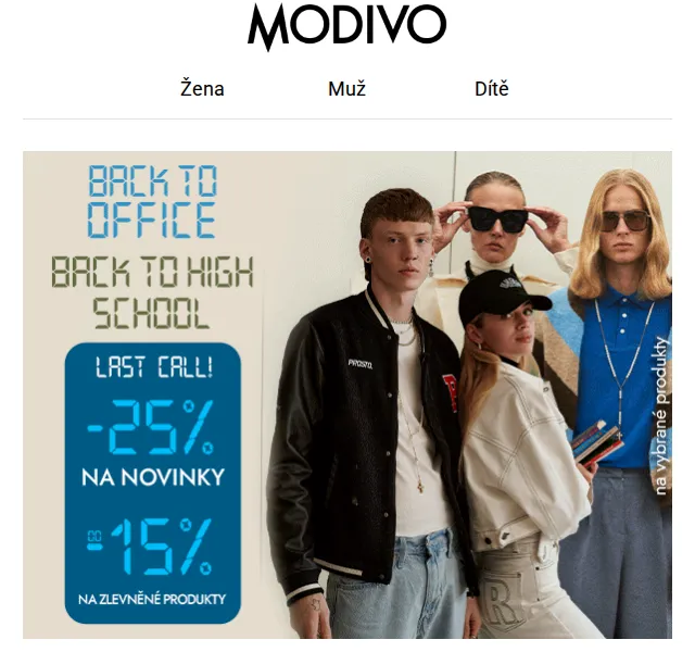 Modivo: Sleva -25% na novinky a až -15% na zlevněné – červen 2026 | Nuslet.cz