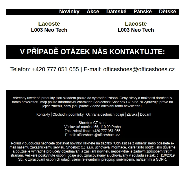 Office Shoes: Lacoste L003 Neo Tech – červen 2026 | Nuslet.cz