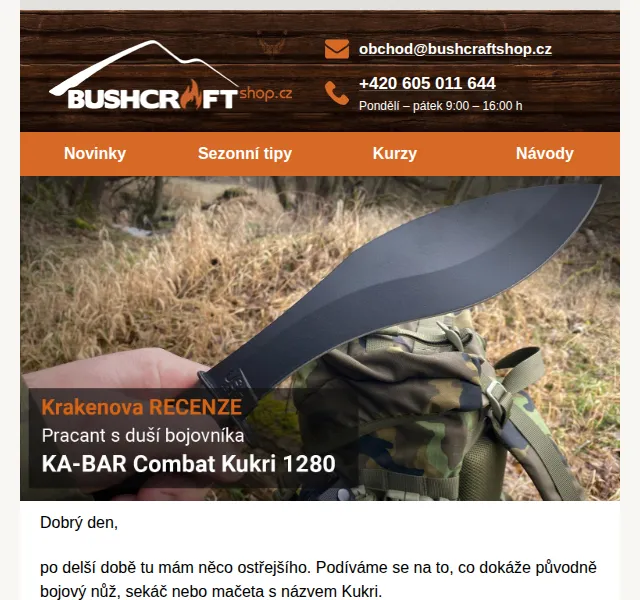 Bushcraftshop: KA-BAR Kukri nože od 2 690 Kč – červen 2026 | Nuslet.cz