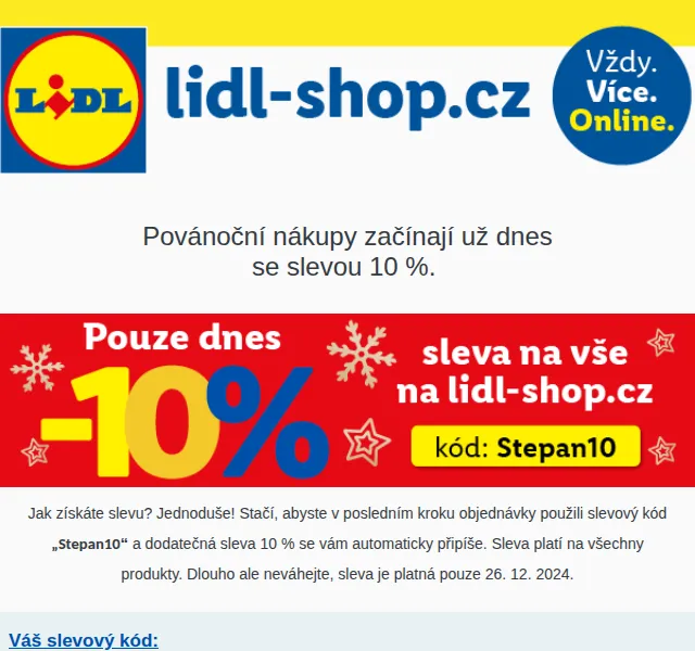 Lidl: sleva 10 % na vše – prosinec 2024 | Nuslet.cz