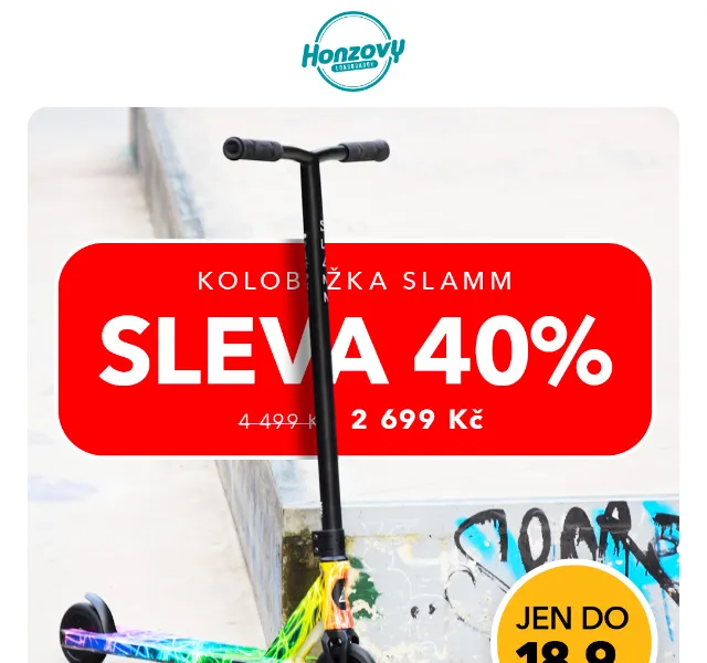 Honzovy Longboardy: SLEVA 40 % na koloběžku Slamm Laser – září 2026 | Nuslet.cz