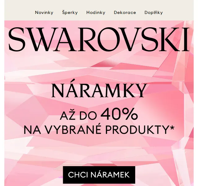 Swarovski: Až 40% sleva na vybrané náramky – červen 2026 | Nuslet.cz