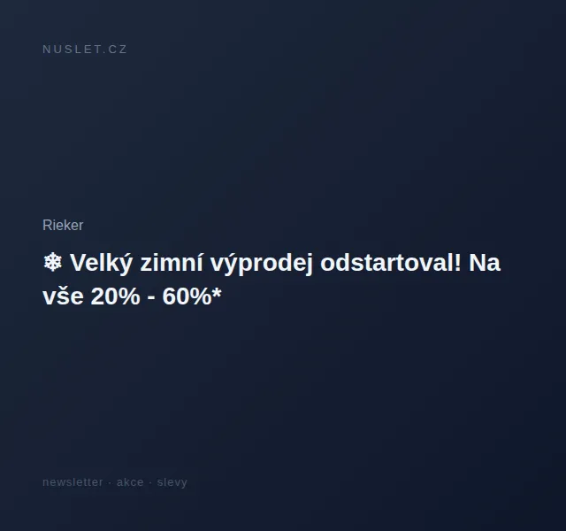 Rieker: Velký zimní výprodej – slevy 20–60 % – červen 2026 | Nuslet.cz