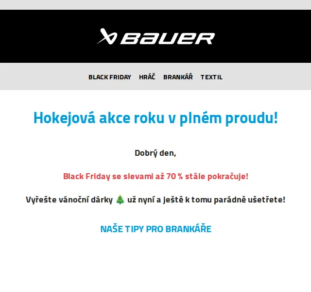 Bauer Hockey Česko: Black Friday se slevami až 70 % – červen 2026 | Nuslet.cz