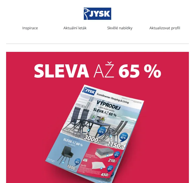 JYSK: Nábyteksleva až 65 % – červenec 2026 | Nuslet.cz