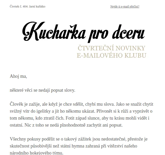Florentýna - Kuchařka pro dceru: Pečené jarní kuřátko – červen 2026 | Nuslet.cz