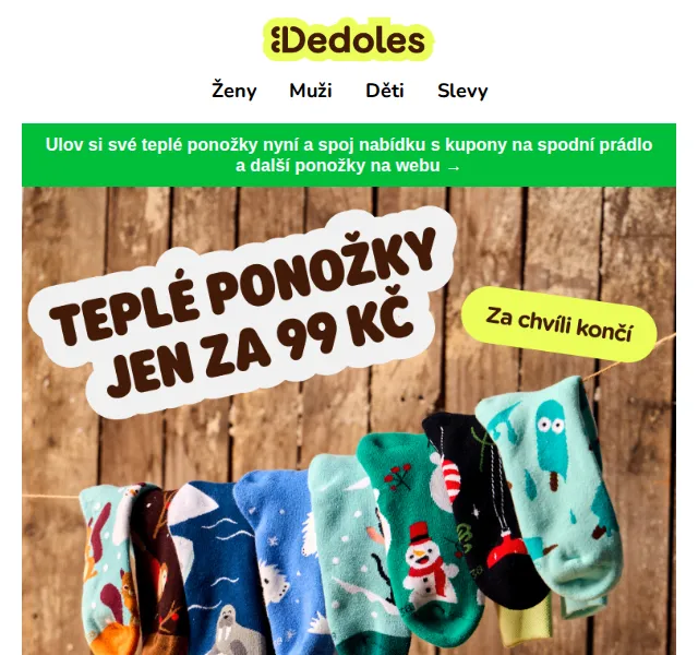 Dedoles.cz: Teplé ponožky za 99 Kč – červen 2026 | Nuslet.cz