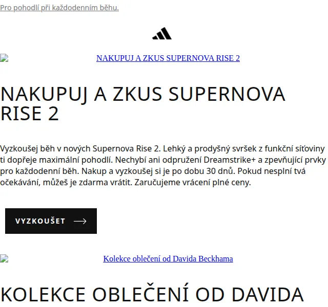 adidas: Nové Supernova Rise 2 a kolekce Beckham – červenec 2026 | Nuslet.cz