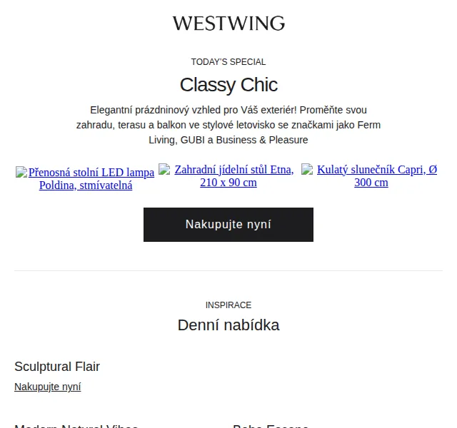 Westwing: Exteriérové trendy 2025 – zahradní nábytek Ferm Living, GUBI | červen 2026 | Nuslet.cz