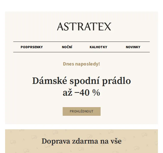 Astratex.cz: Až 40% sleva na dámské prádlo Hunkemöller – červen 2026 | Nuslet.cz