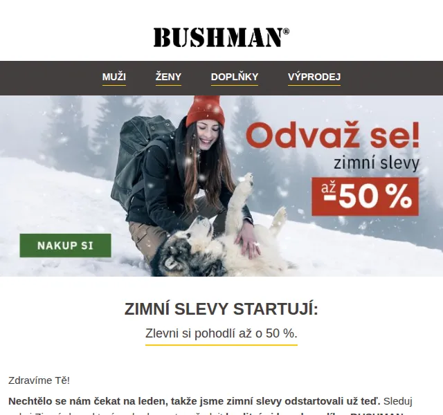 BUSHMAN: Zimní slevy až 50 % na bundy a košile – červen 2026 | Nuslet.cz