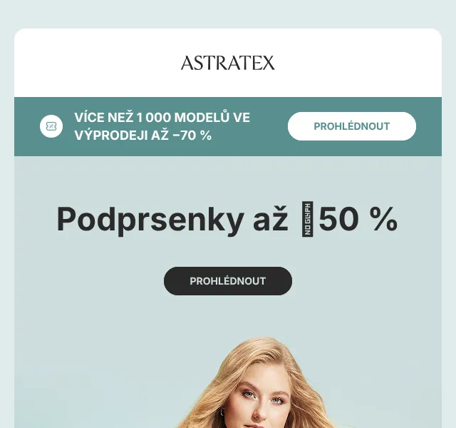 Astratex: Podprsenky až −50 % – červenec 2026 | Nuslet.cz
