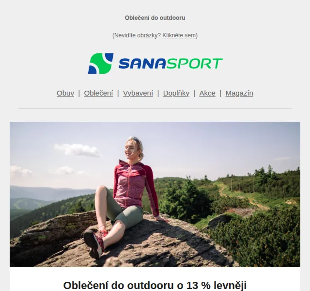 Sanasport: Oblečení do outdooru o 13 % levněji – červen 2026 | Nuslet.cz