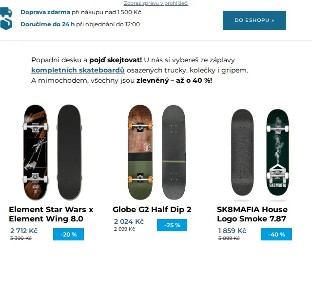 SNOWBOARD ZEZULA: Skateboardy a desky až -40 % – červen 2026 | Nuslet.cz