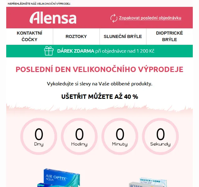 Alensa: Velikonoční výprodej 40% slevy – červen 2026 | Nuslet.cz