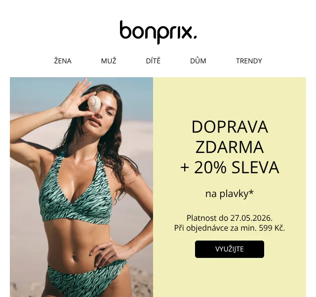 Bonprix: 20 % sleva na plavky + doprava zdarma – květen 2026
