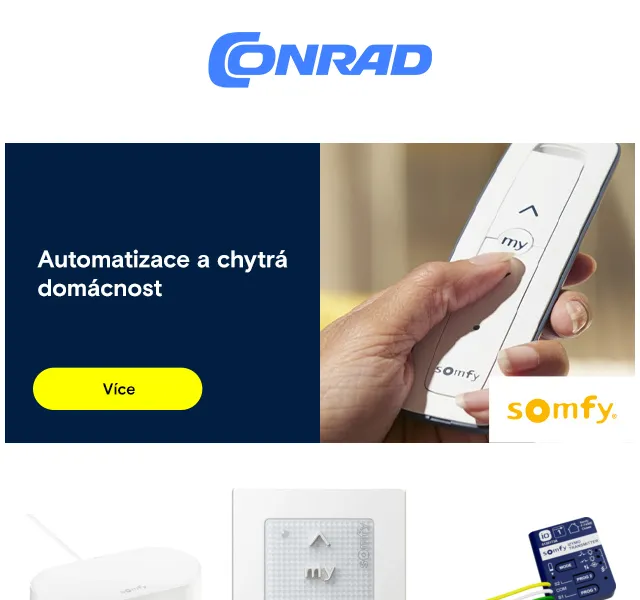Conrad Electronic: Somfy automatizace TV držáky – červen 2026 | Nuslet.cz