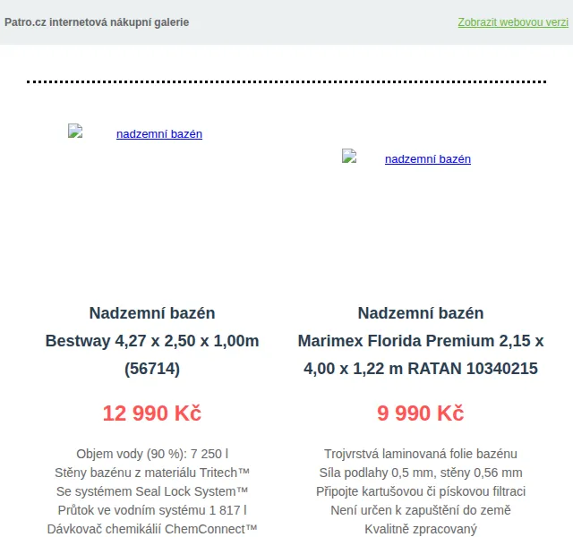 Patro.cz: nadzemní bazény s dárkem a dopravou zdarma – červen 2026 | Nuslet.cz