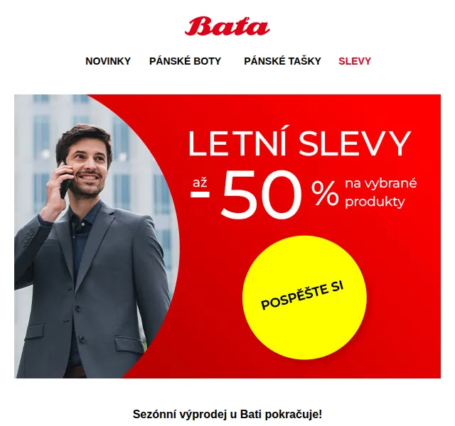 Baťa: letní výprodej s až 50% slevou – červen 2026 | Nuslet.cz