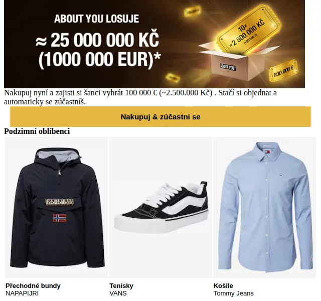 ABOUT YOU: Výhra 100 000 € s nákupem – září 2026 | Nuslet.cz