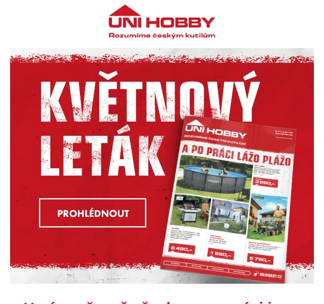 UNI HOBBY: Benzínová sekačka 7 490 Kč – červen 2026 | Nuslet.cz
