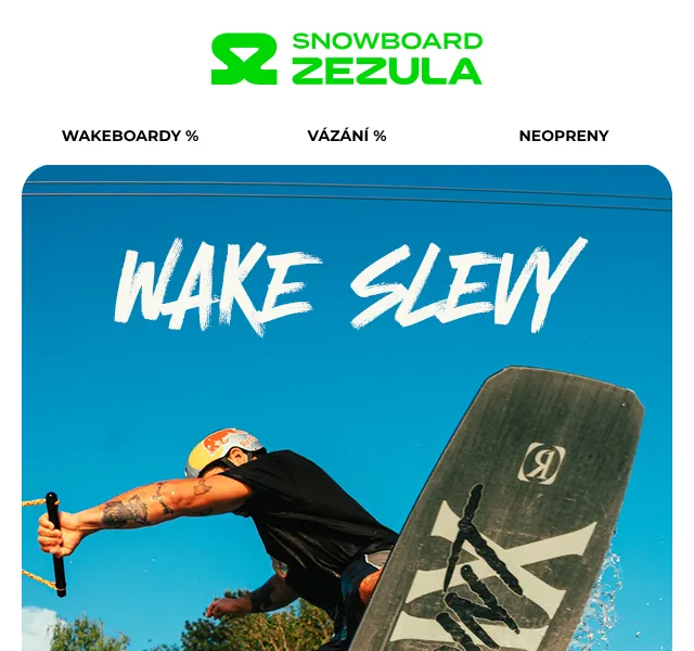 SNOWBOARD ZEZULA: Wakeboardy a vázání -15 % – září 2026