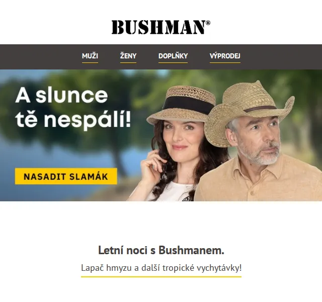 BUSHMAN: letní výprodej se slevou až 30 % – červen 2026 | Nuslet.cz